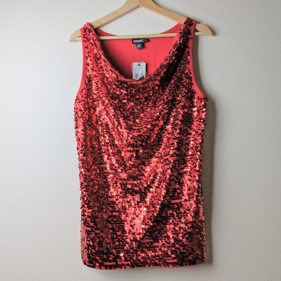 Dkny Tops - DKNY Red Sequined Top Size S NWT